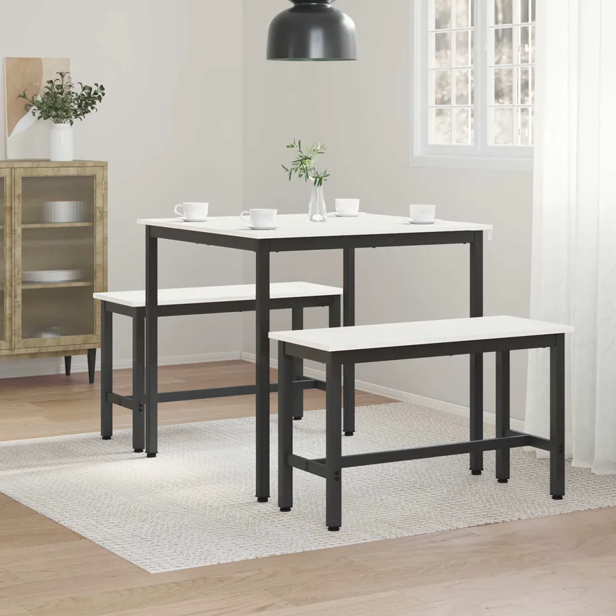 Table de salle à manger / Table de repas Blanc 80 x 80 x 75 cm - 4