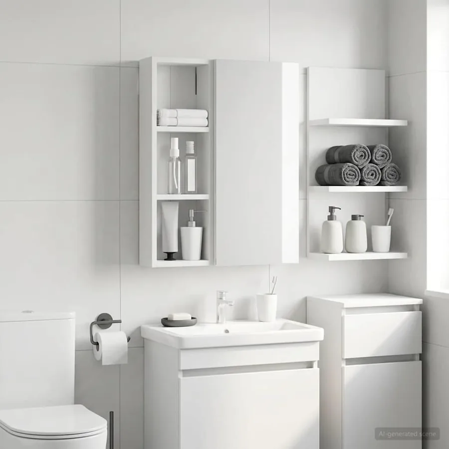 Armoire murale de salle de bain Blanc 20 x 10 x 60,5 cm - 5