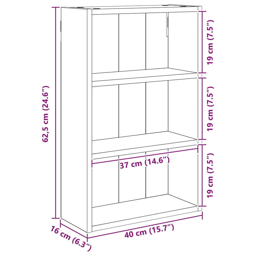 Armoire murale de salle de bain Chêne Noir 40 x 16 x 62,5 cm - 10