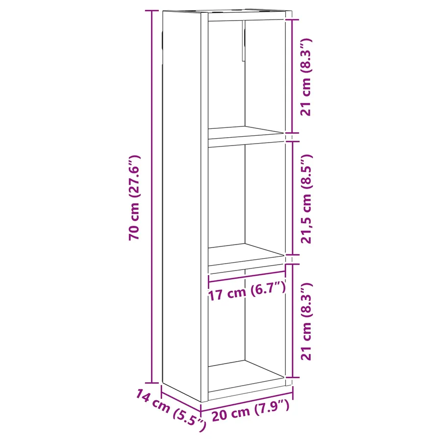 Armoire murale de salle de bain Chêne artisan 20 x 14 x 70 cm - 8