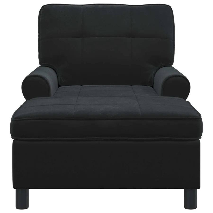 Chaise longue avec coussin Noir 91 x 157 x 91 cm Velours - 4