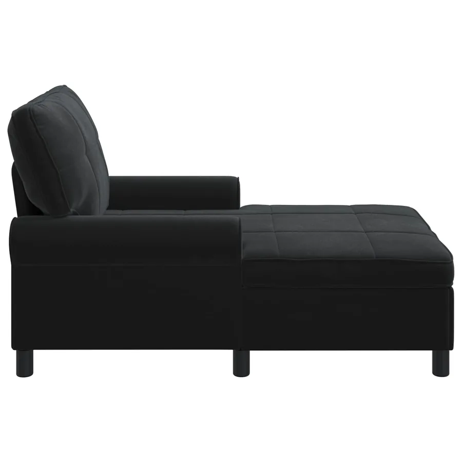 Chaise longue avec coussin Noir 91 x 157 x 91 cm Velours - 5