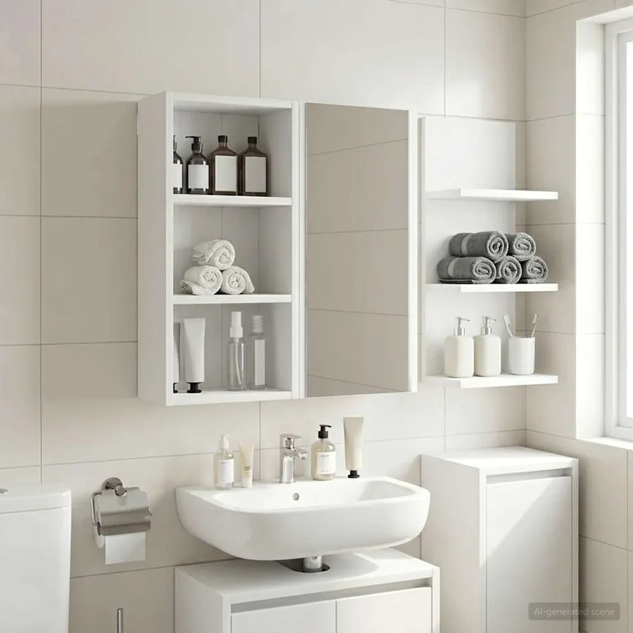 Armoire murale de salle de bain Blanc 30 x 16 x 62,5 cm