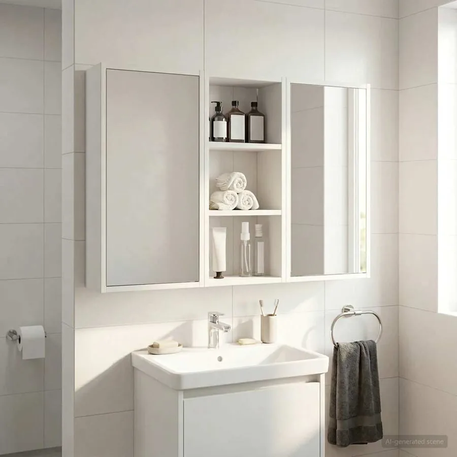 Armoire murale de salle de bain Blanc 30 x 16 x 62,5 cm - 5