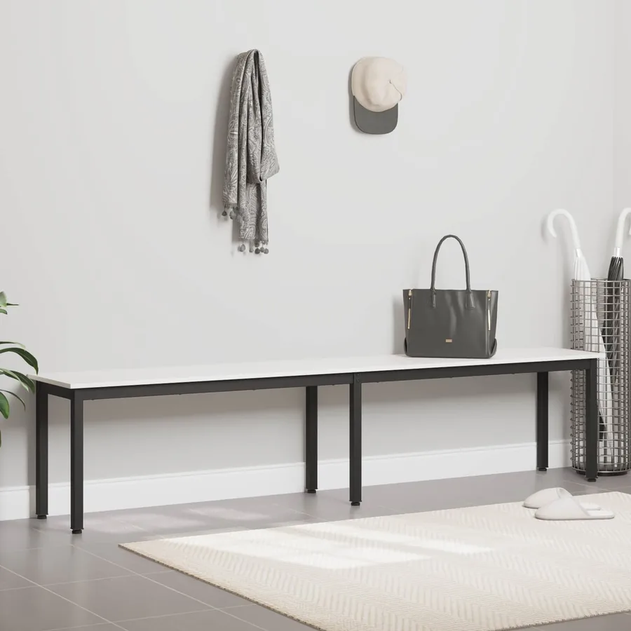 banc Blanc 200 x 35 x 45 cm Bois de pin massif - 4