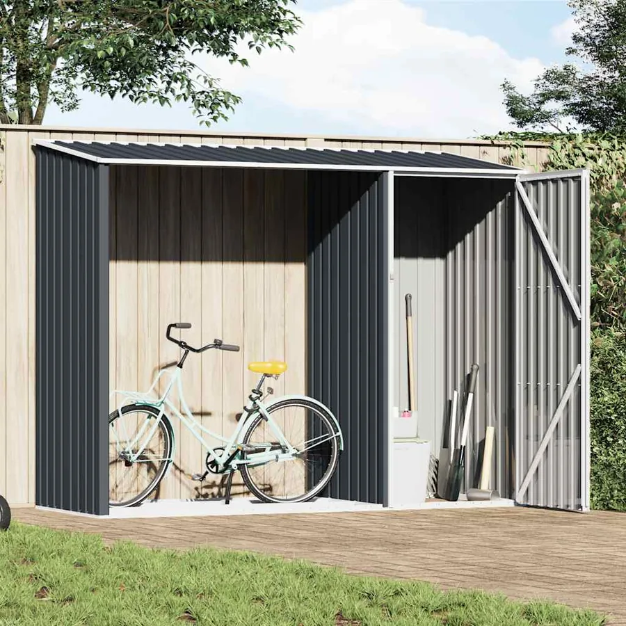 Abri à bois de jardin Anthracite 245x98x159 cm Acier galvanisé