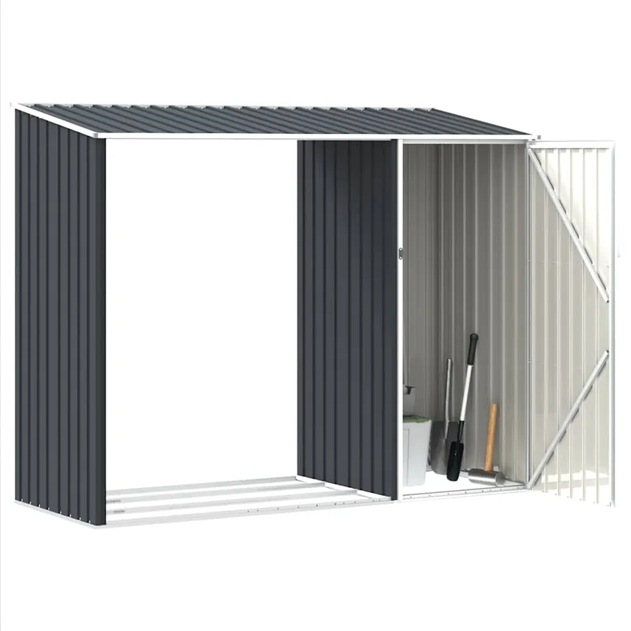 Abri à bois de jardin Anthracite 245x98x159 cm Acier galvanisé - 5