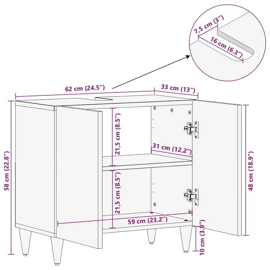Armoire d'évier avec stockage Multicolore 62 x 33 x 58 cm - 11
