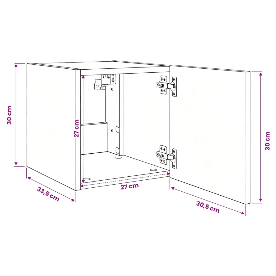 Meuble TV mural Chêne noir 30,5 x 35 x 30 cm Bois d'ingénierie - 18