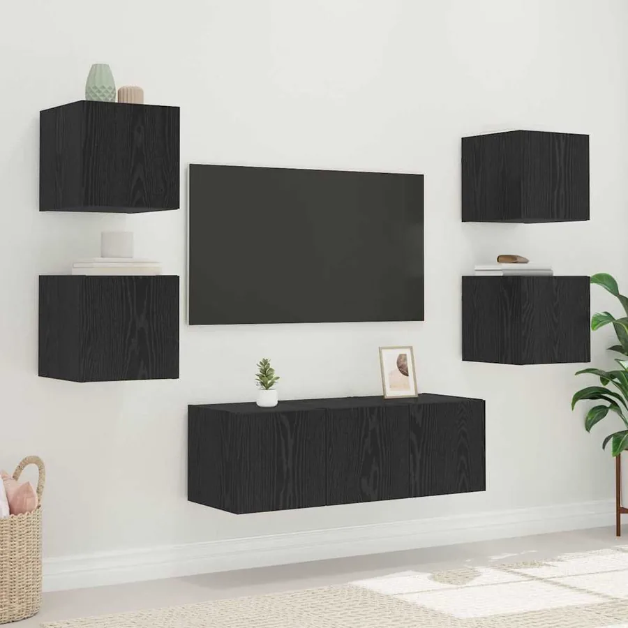 Meuble TV mural Chêne noir 30,5 x 35 x 30 cm Bois d'ingénierie - 6