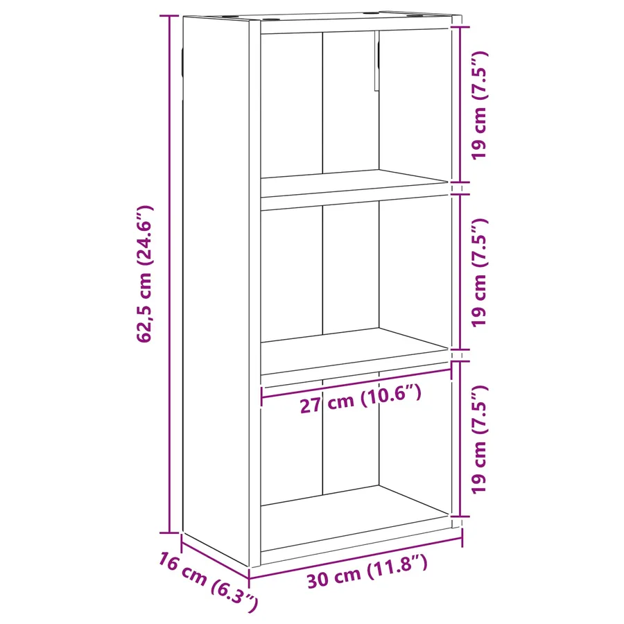 Armoire murale de salle de bain Gris Sonoma 30 x 16 x 62,5 cm - 10