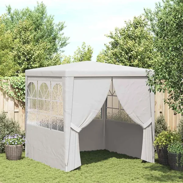 Tente de réception avec parois latérales 2x2 m Blanc 90 g/m²