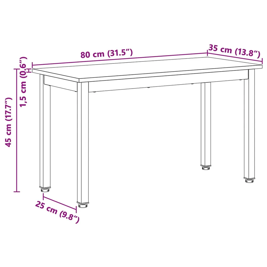 banc Naturel 80 x 35 x 45 cm Bois de pin massif - 8