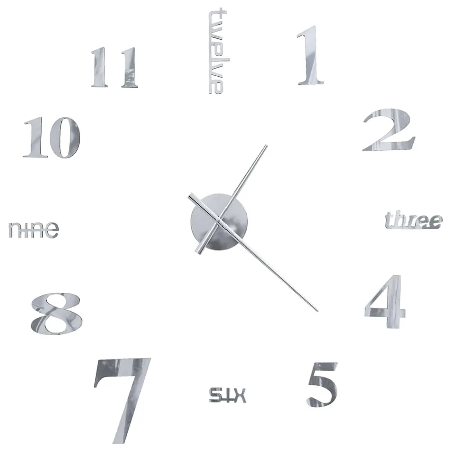 Horloge murale 3D Design moderne 100 cm XXL Argenté - 3