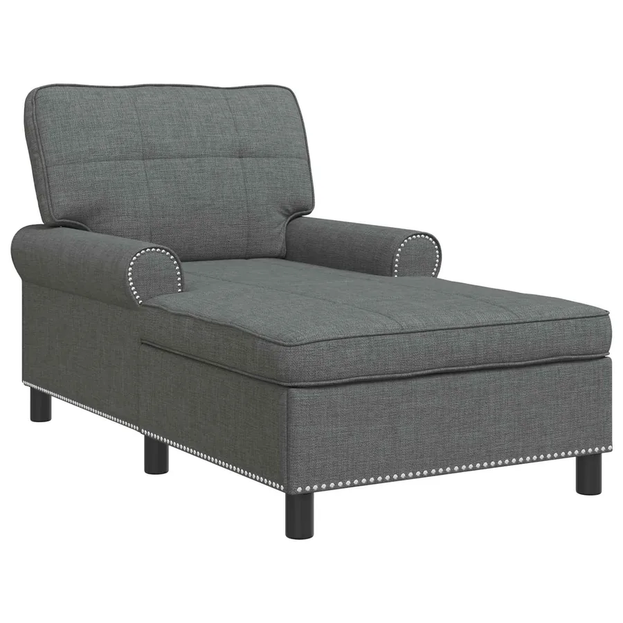 Chaise longue avec coussin Gris foncé 91 x 157 x 91 cm tissu - 2