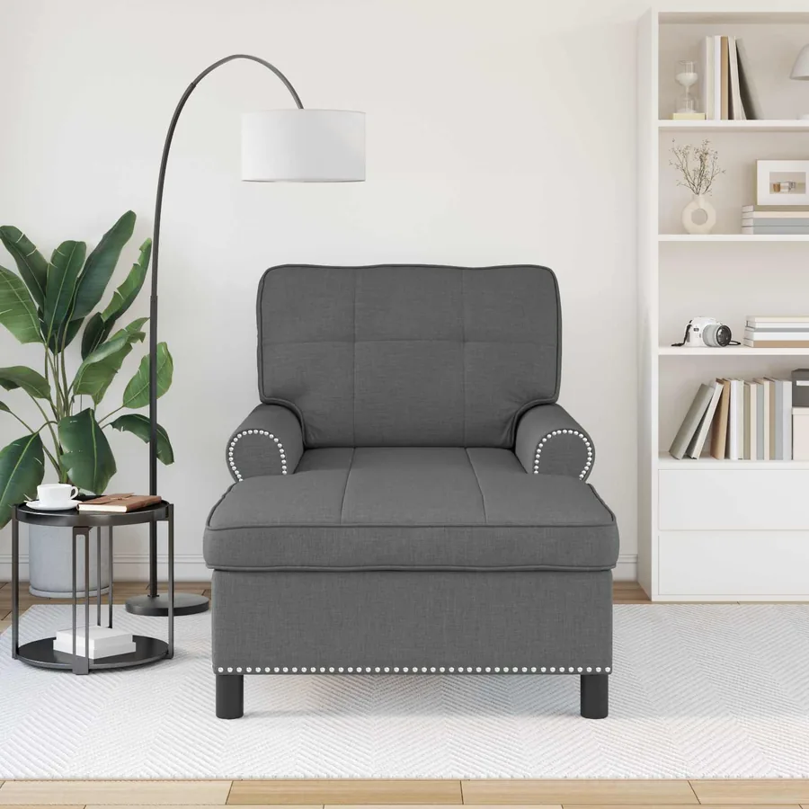 Chaise longue avec coussin Gris foncé 91 x 157 x 91 cm tissu - 3