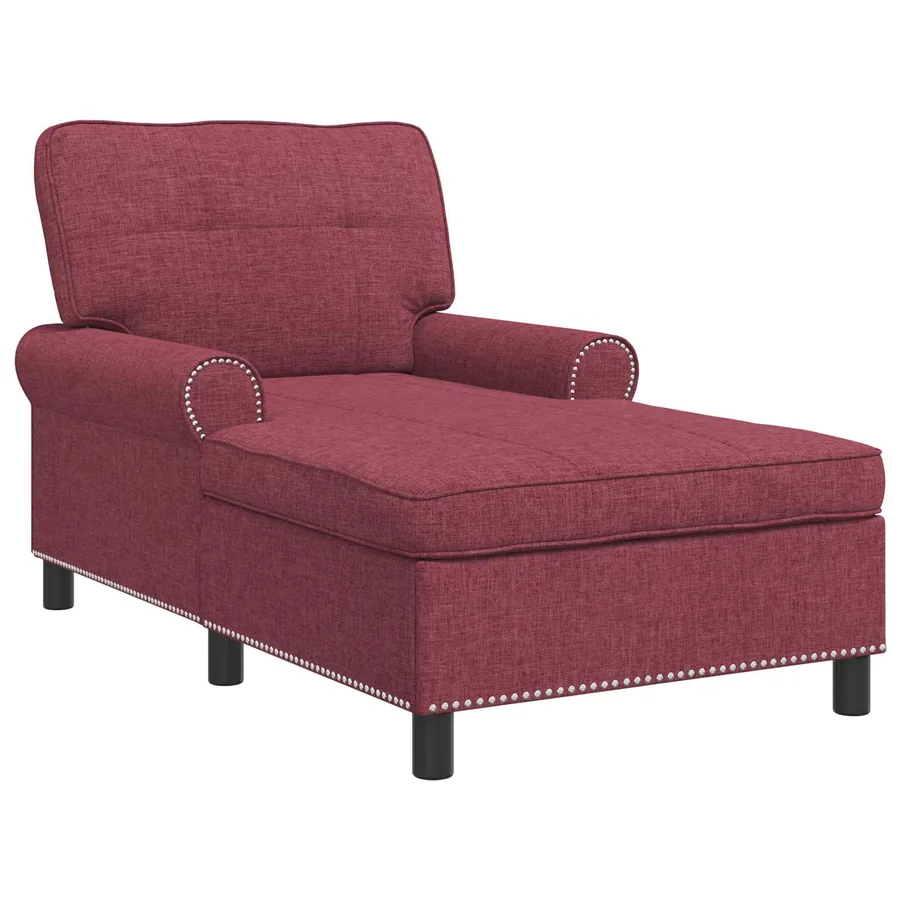 Chaise longue avec coussin Bordeaux 91 x 157 x 91 cm tissu - 2