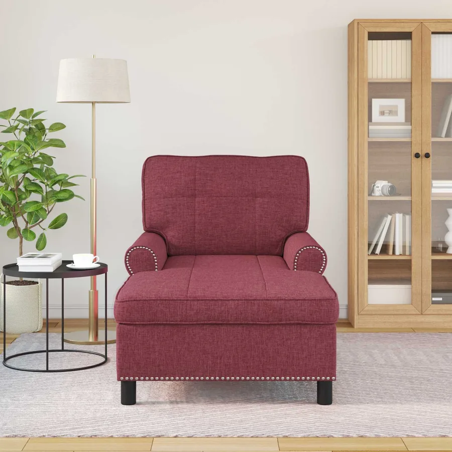 Chaise longue avec coussin Bordeaux 91 x 157 x 91 cm tissu - 3