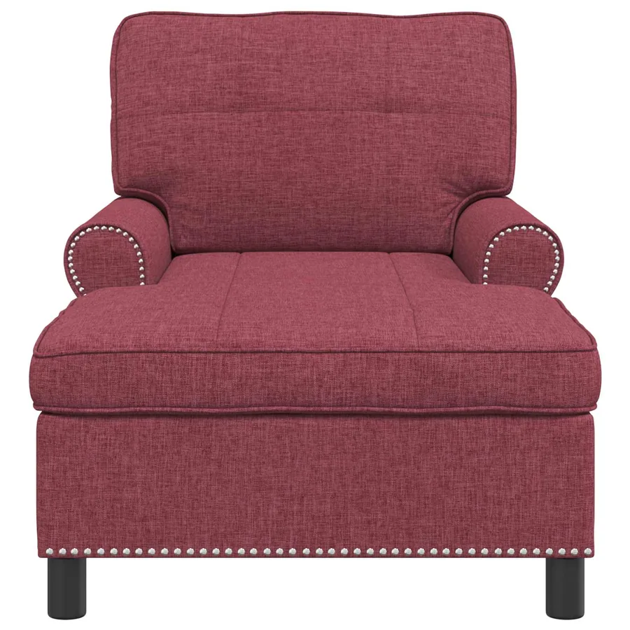Chaise longue avec coussin Bordeaux 91 x 157 x 91 cm tissu - 4