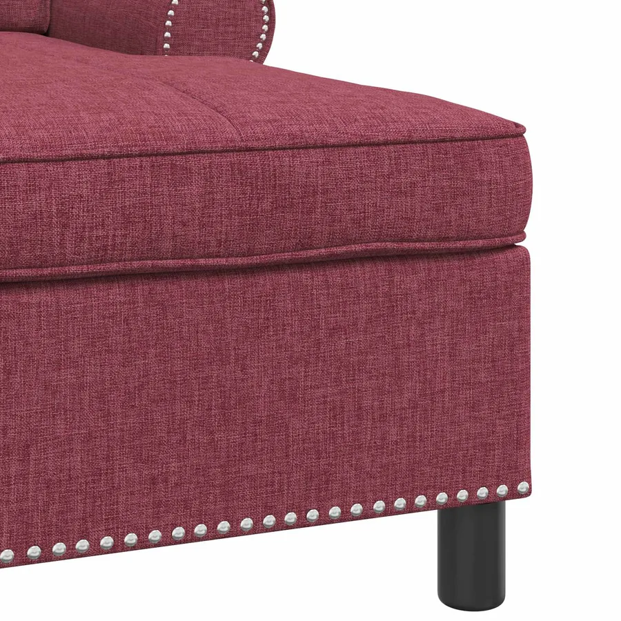 Chaise longue avec coussin Bordeaux 91 x 157 x 91 cm tissu - 7