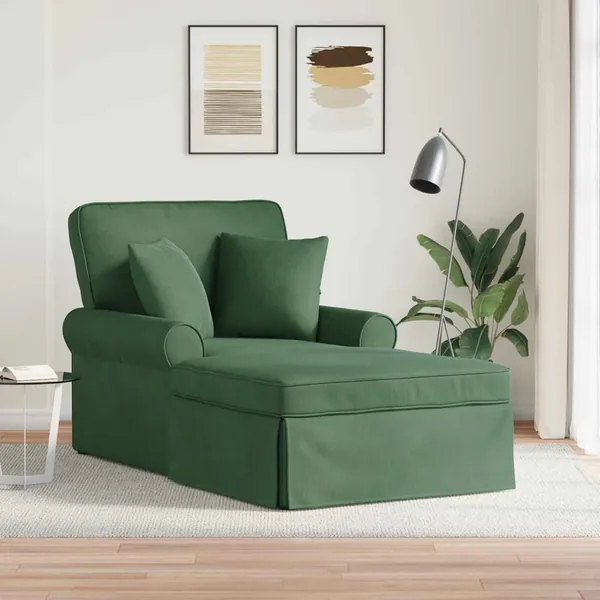 Chaise lounge avec jupe avec coussin 3 pcs Vert Jungle