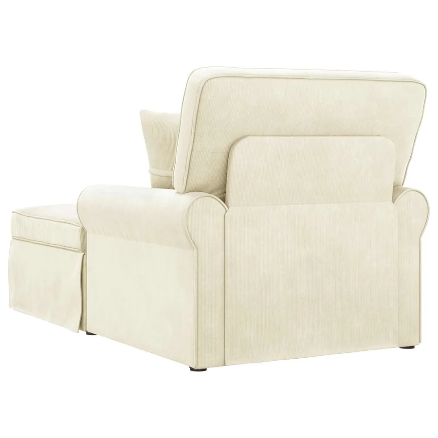 Chaise lounge avec jupe 3 pcs Crème Tissu en velours côtelé - 6