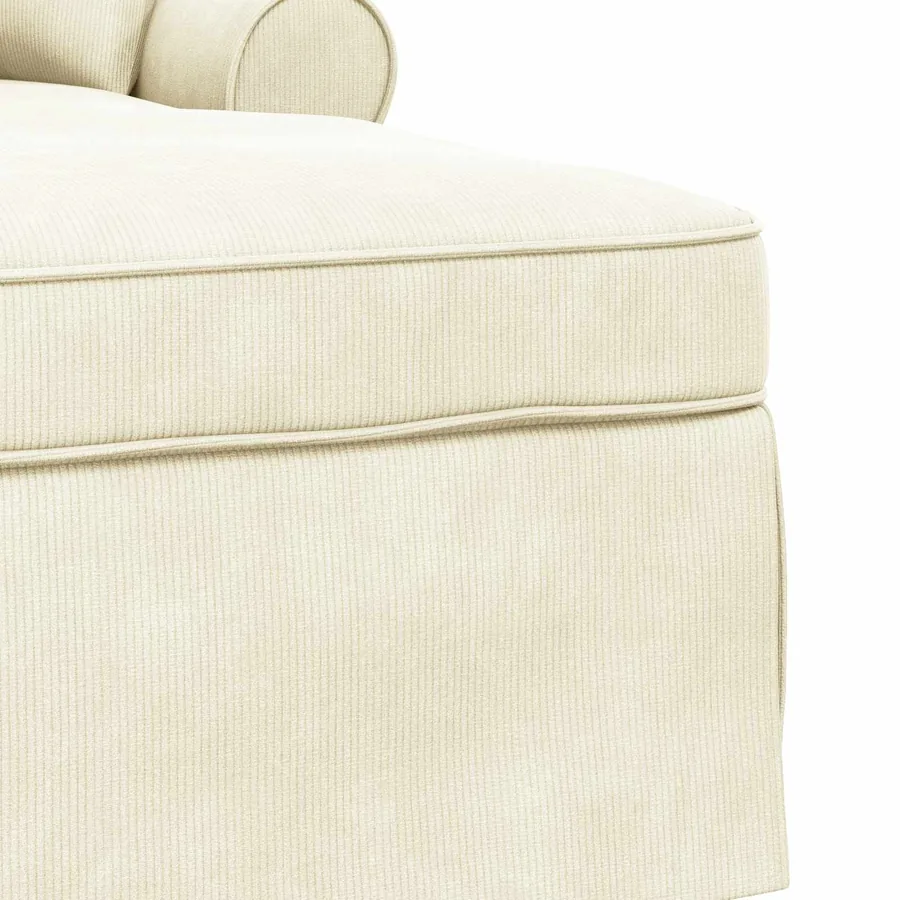 Chaise lounge avec jupe 3 pcs Crème Tissu en velours côtelé - 7