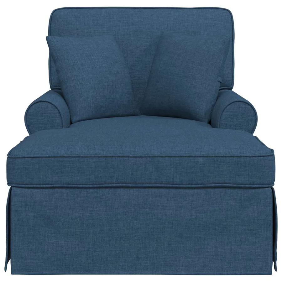 Chaise lounge avec jupe avec coussin 3 pcs Bleu tissu - 4