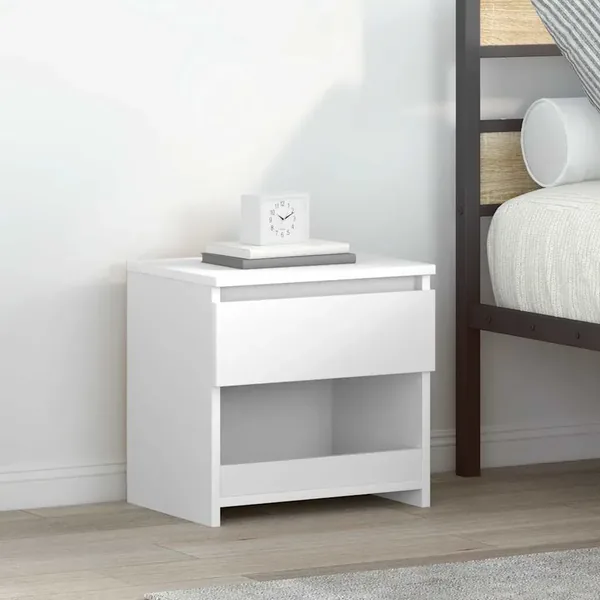 Tables de chevet 2pcs Blanc brillant 40x30x39cm Bois ingénierie