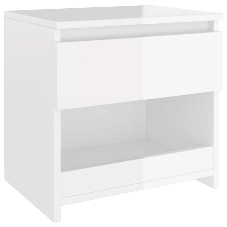 Tables de chevet 2pcs Blanc brillant 40x30x39cm Bois ingénierie - 4