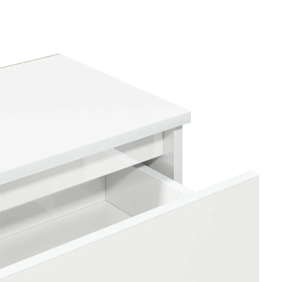 Tables de chevet 2pcs Blanc brillant 40x30x39cm Bois ingénierie - 9