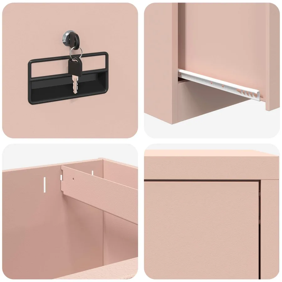 Cabinet de Dossier Rose 44 x 50 x 106.5 cm Acier Laminé à Froid - 10