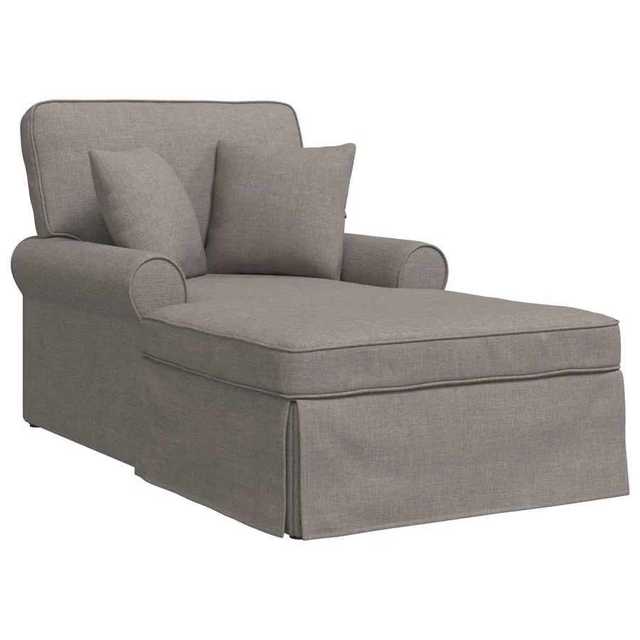 Chaise lounge avec jupe avec coussin 3 pcs Taupe tissu - 2