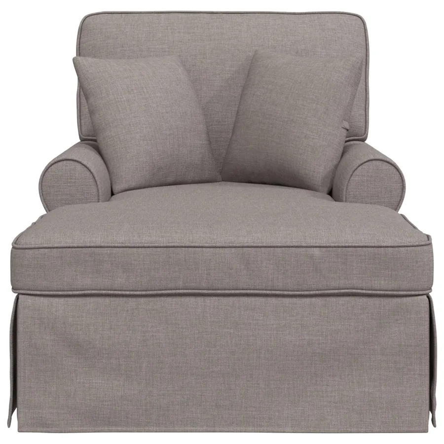 Chaise lounge avec jupe avec coussin 3 pcs Taupe tissu - 4