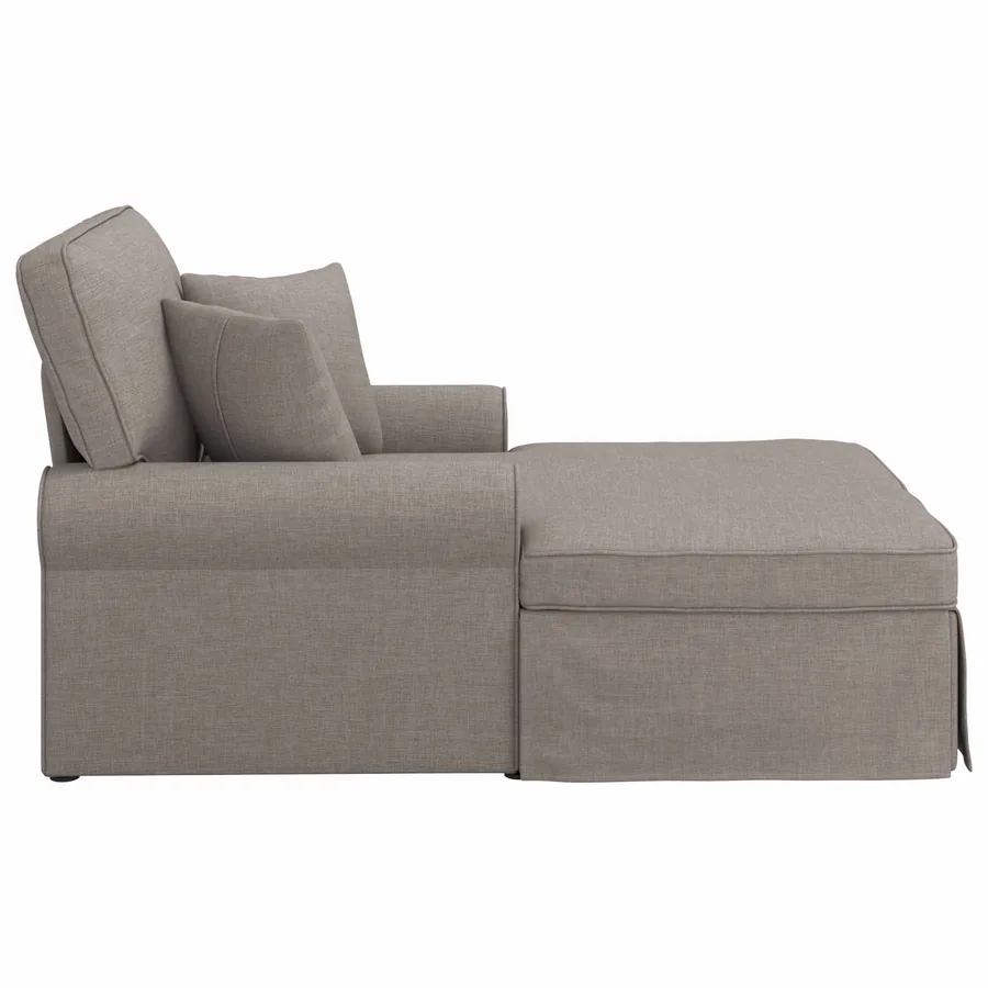 Chaise lounge avec jupe avec coussin 3 pcs Taupe tissu - 5