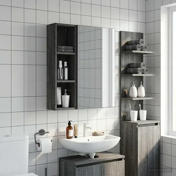 Armoire murale de salle de bain Gris Sonoma 20 x 14 x 70 cm