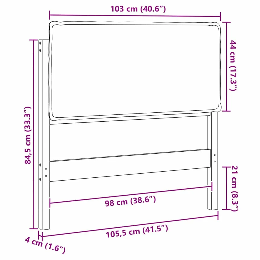 Tête de lit capitonnée Naturel et Noir 100 cm Pin massif - 13