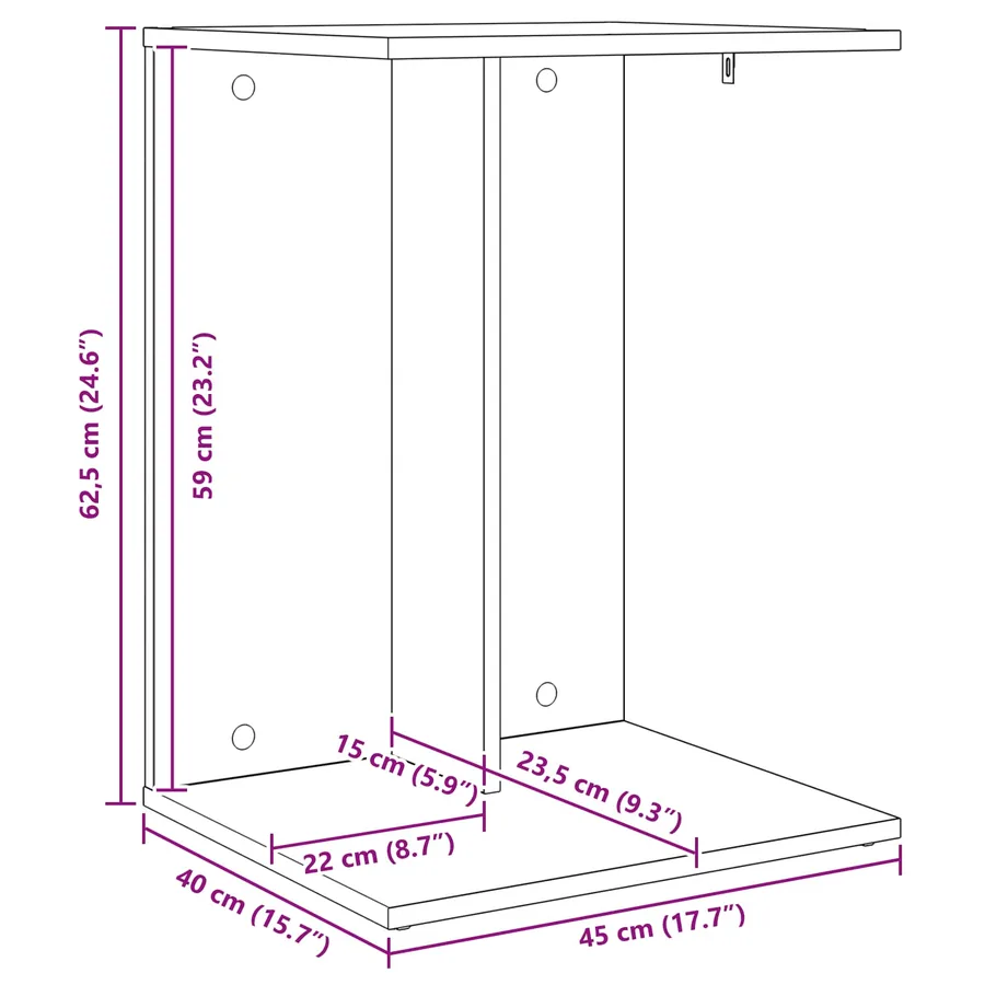 Table d'appoint Chêne fumé 45 x 40 x 62,5 cm Bois d'ingénierie - 12