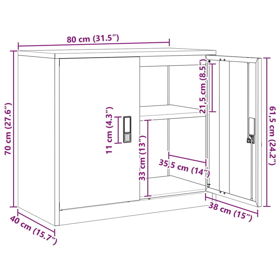 Armoire de rangement Rose 80 x 40 x 70 cm Acier - 13