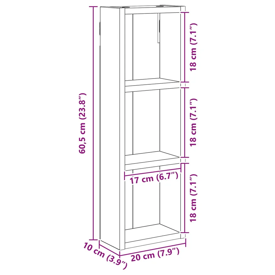 Armoire murale de salle de bain Bois ancien 20 x 10 x 60,5 cm - 10