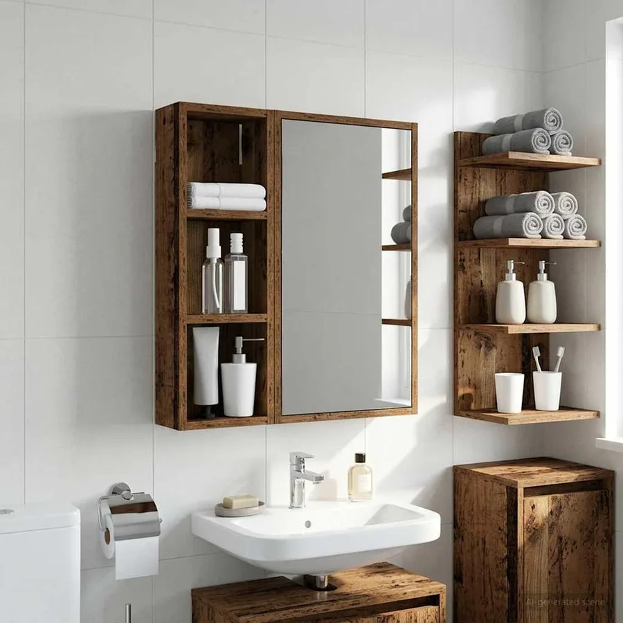 Armoire murale de salle de bain Bois ancien 20 x 10 x 60,5 cm - 4