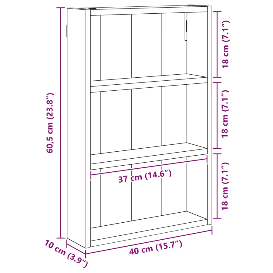 Armoire murale de salle de bain Gris Sonoma 40 x 10 x 60,5 cm - 8