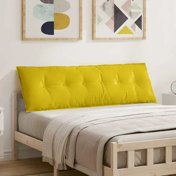 Coussin de Dos Jaune 160 x 50 cm Tissu en velours côtelé