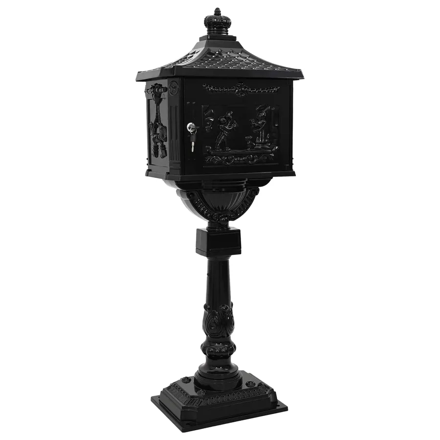 Boîte aux Lettres Debout avec porte Noir 42,5 x 29,5 x 117 cm - 4