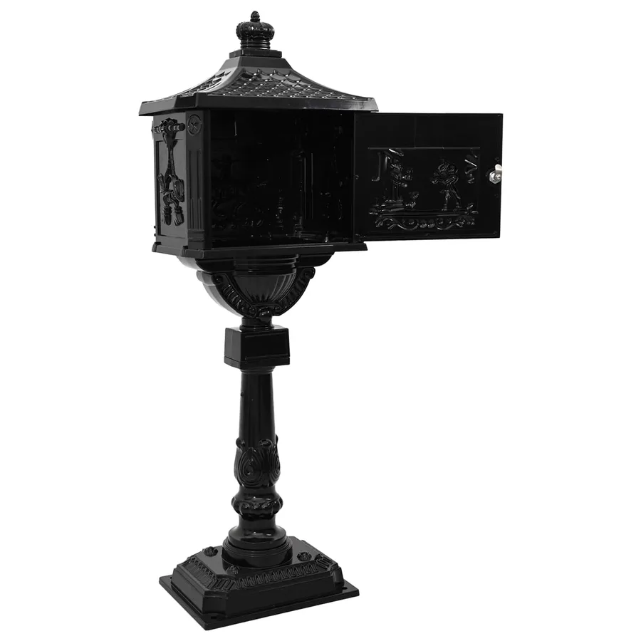 Boîte aux Lettres Debout avec porte Noir 42,5 x 29,5 x 117 cm - 5