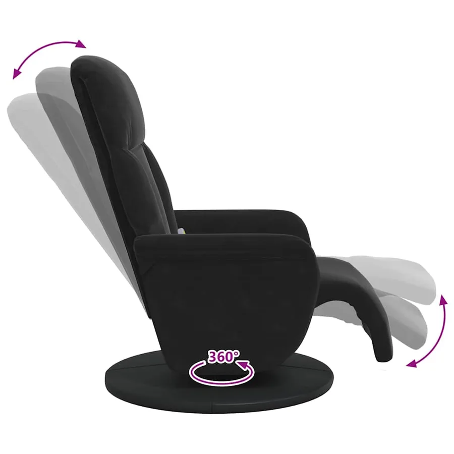 Fauteuil de massage inclinable Noir 91 x 71 x 105 cm Velours - 8
