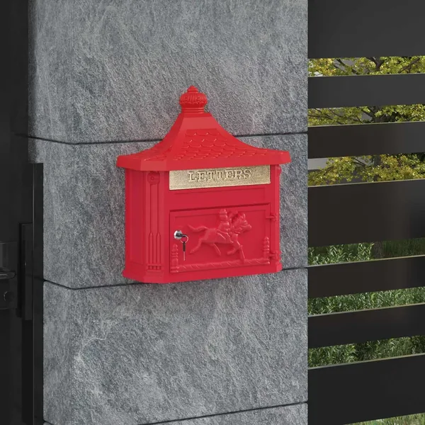 Boîte aux lettres murale avec stockage Rouge 40,5 x 16 x 45 cm