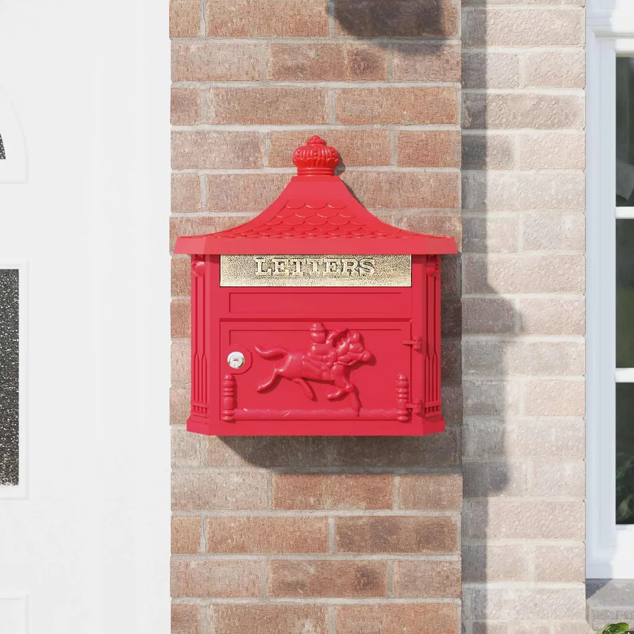 Boîte aux lettres murale avec stockage Rouge 40,5 x 16 x 45 cm - 4
