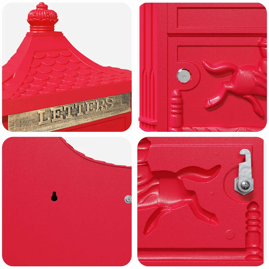 Boîte aux lettres murale avec stockage Rouge 40,5 x 16 x 45 cm - 9