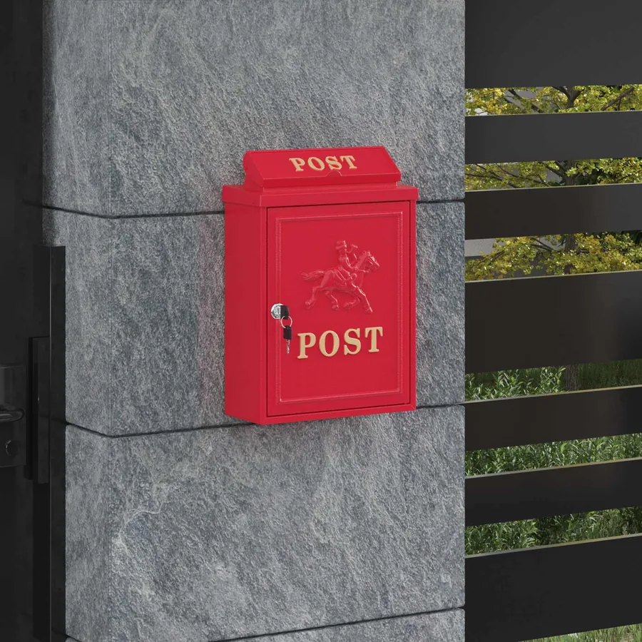 Boîte aux lettres murale Rouge 29 x 13 x 41 cm Aluminium coulé